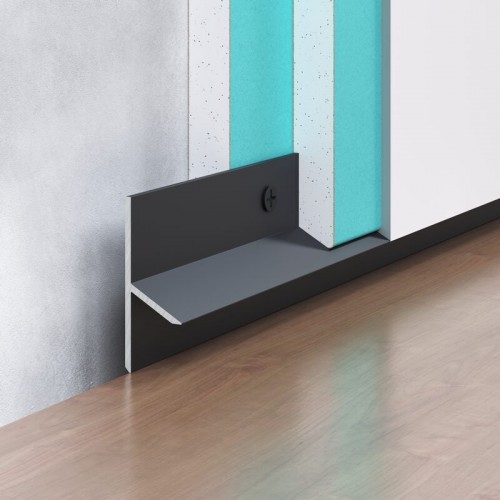 Flush-mounted shadow skirting board F2.10 black anodized